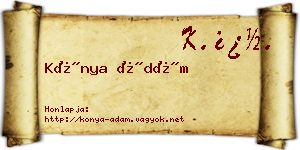 Kónya Ádám névjegykártya