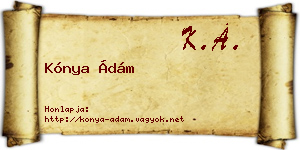 Kónya Ádám névjegykártya